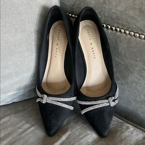 Kelly & Katie Black Heels with Silver Accents